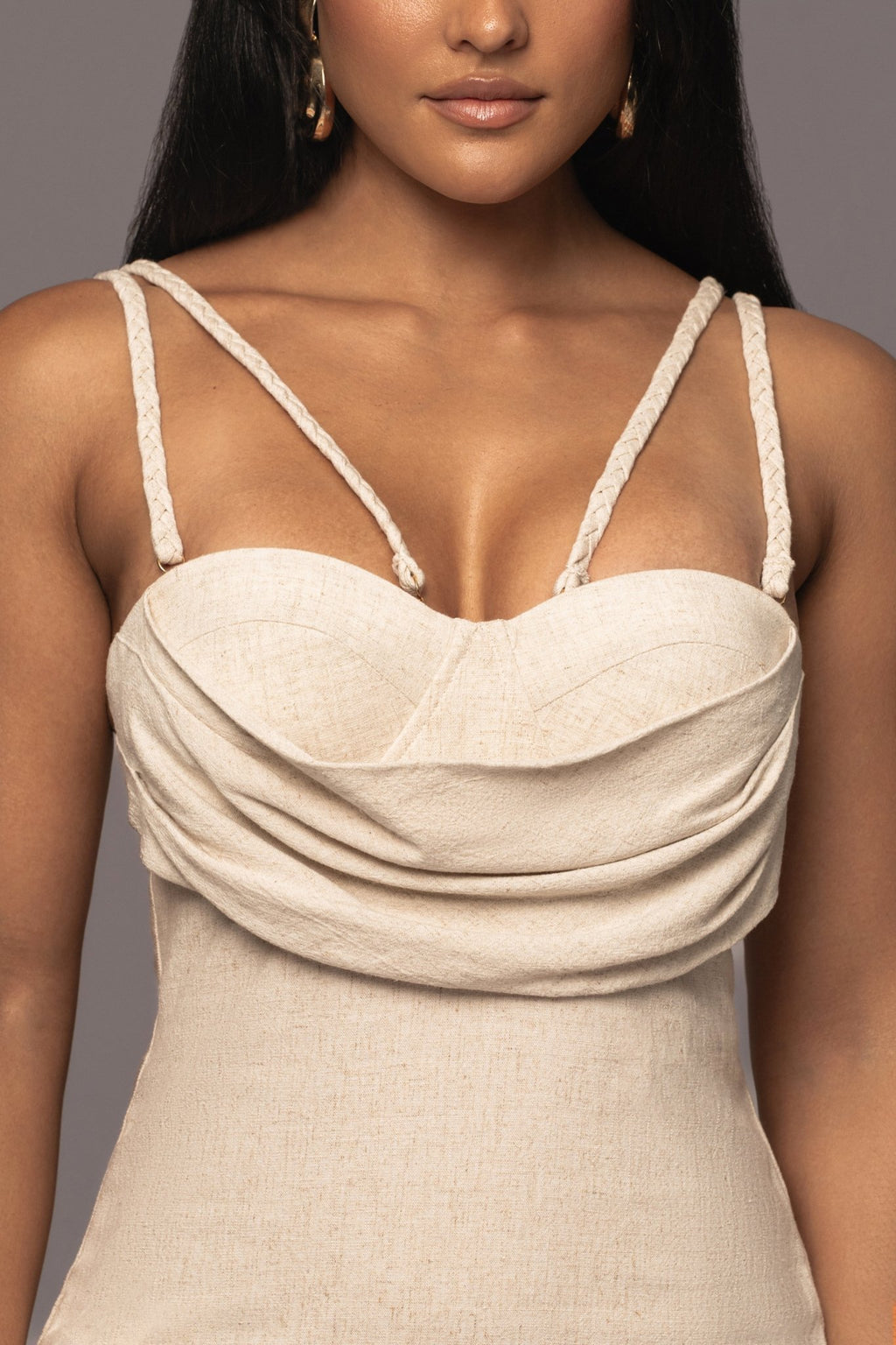 Beige Linen Visions Of You Dress