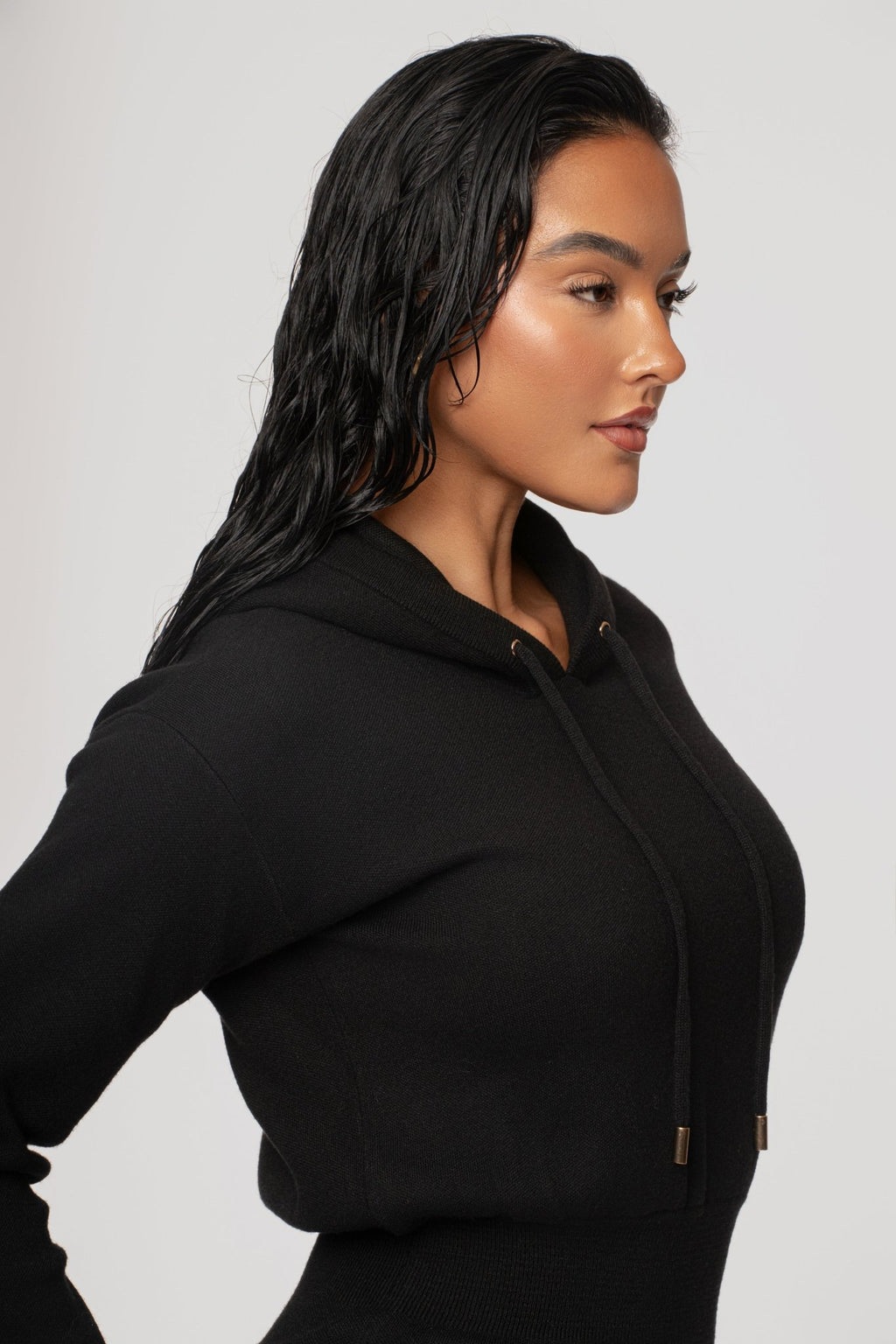 Black All In One Hoodie Dress