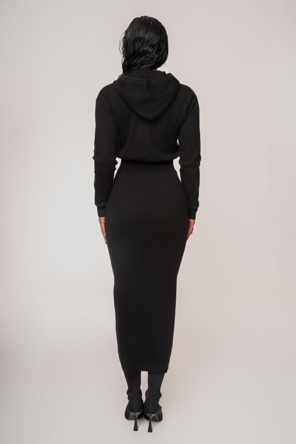 Black All In One Hoodie Dress