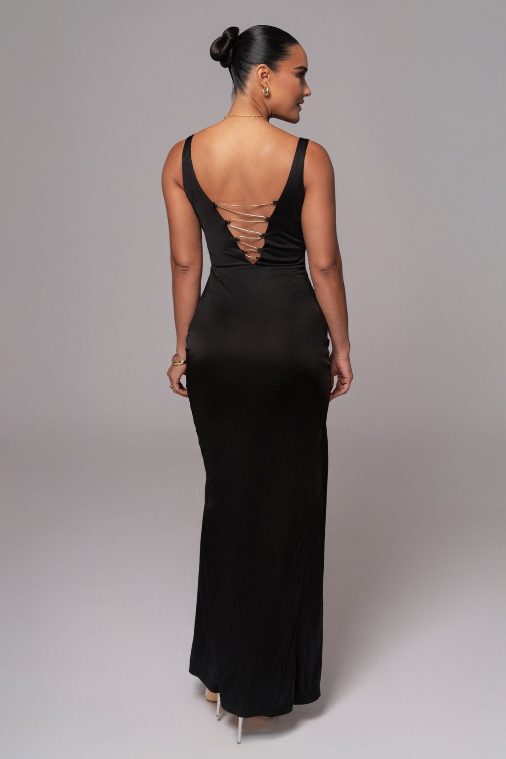 Black Cowl Neck Chain Dress