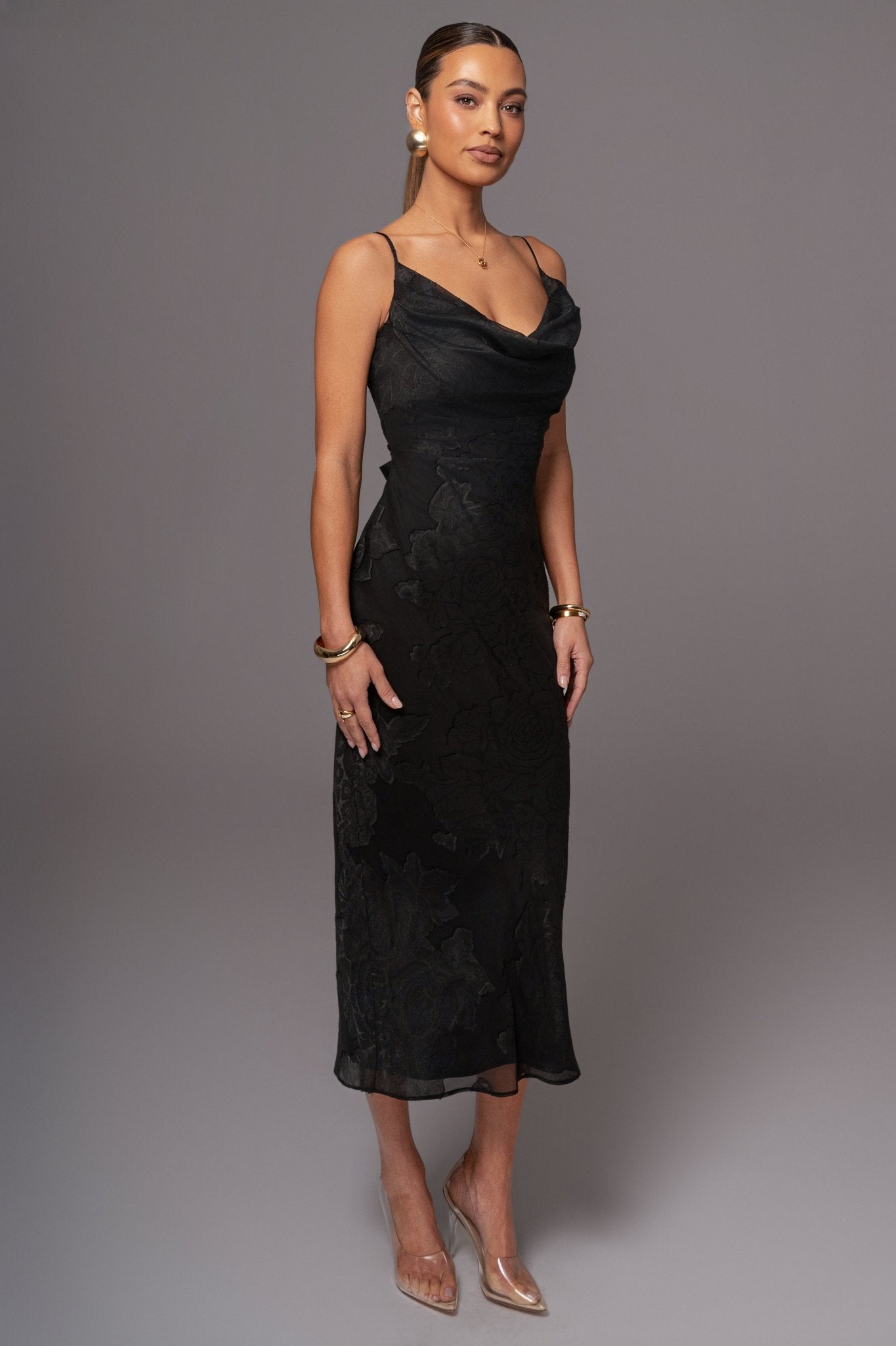 Black Midnight Magic Midi Dress