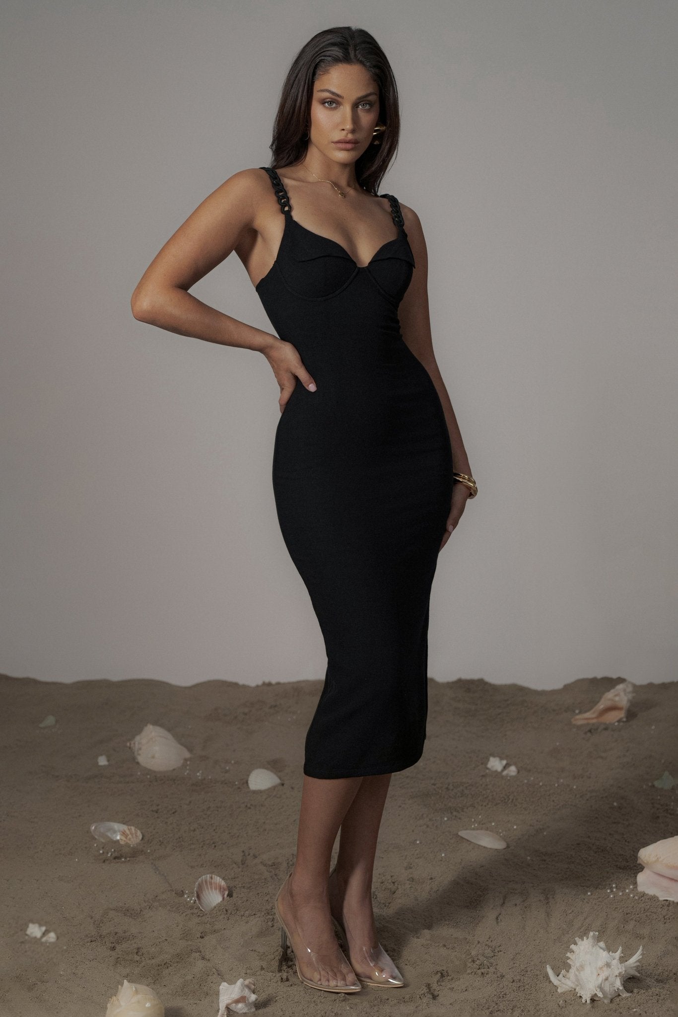 Black Secret Hideout Linen Dress