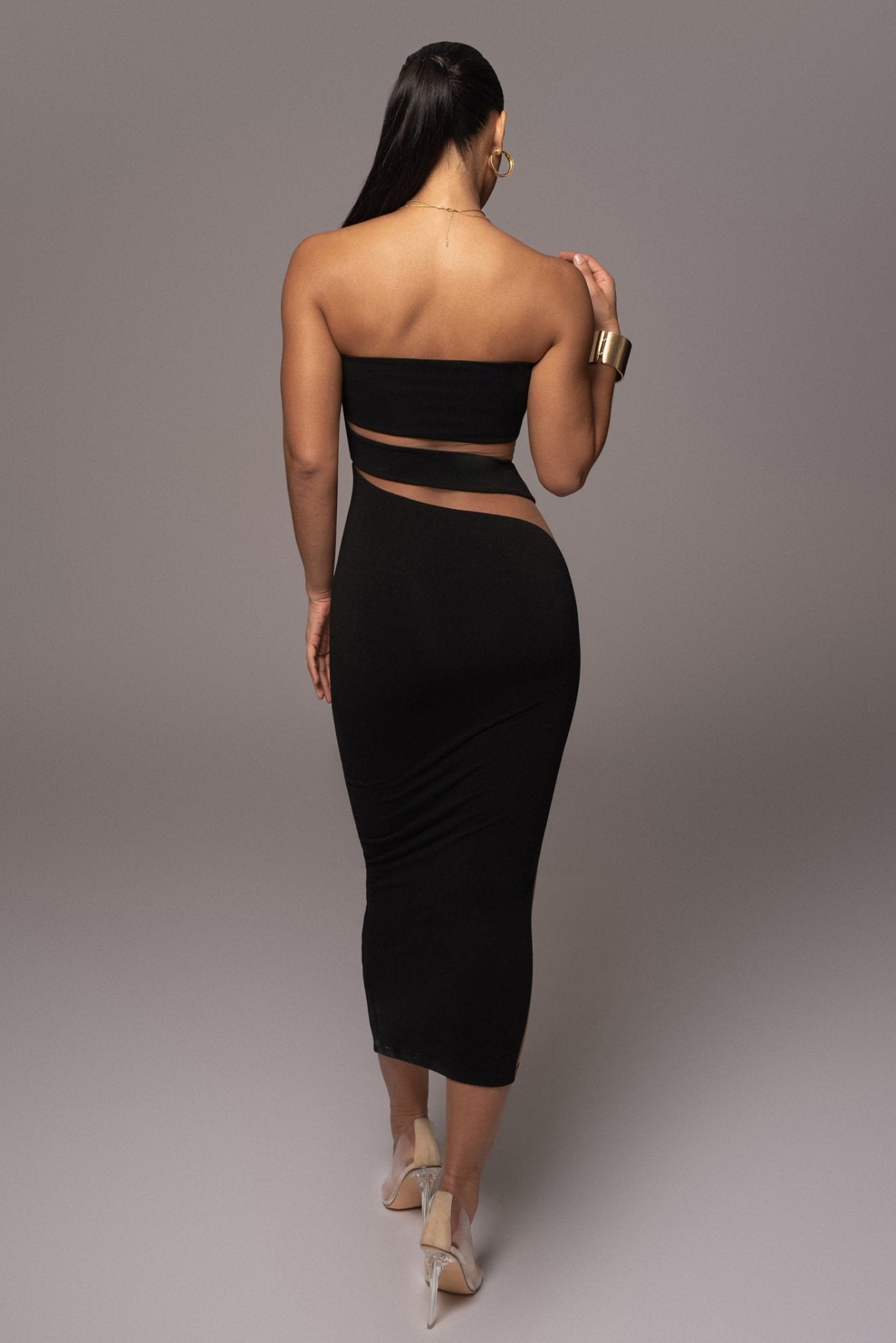 Black Unpredictable Midi Dress