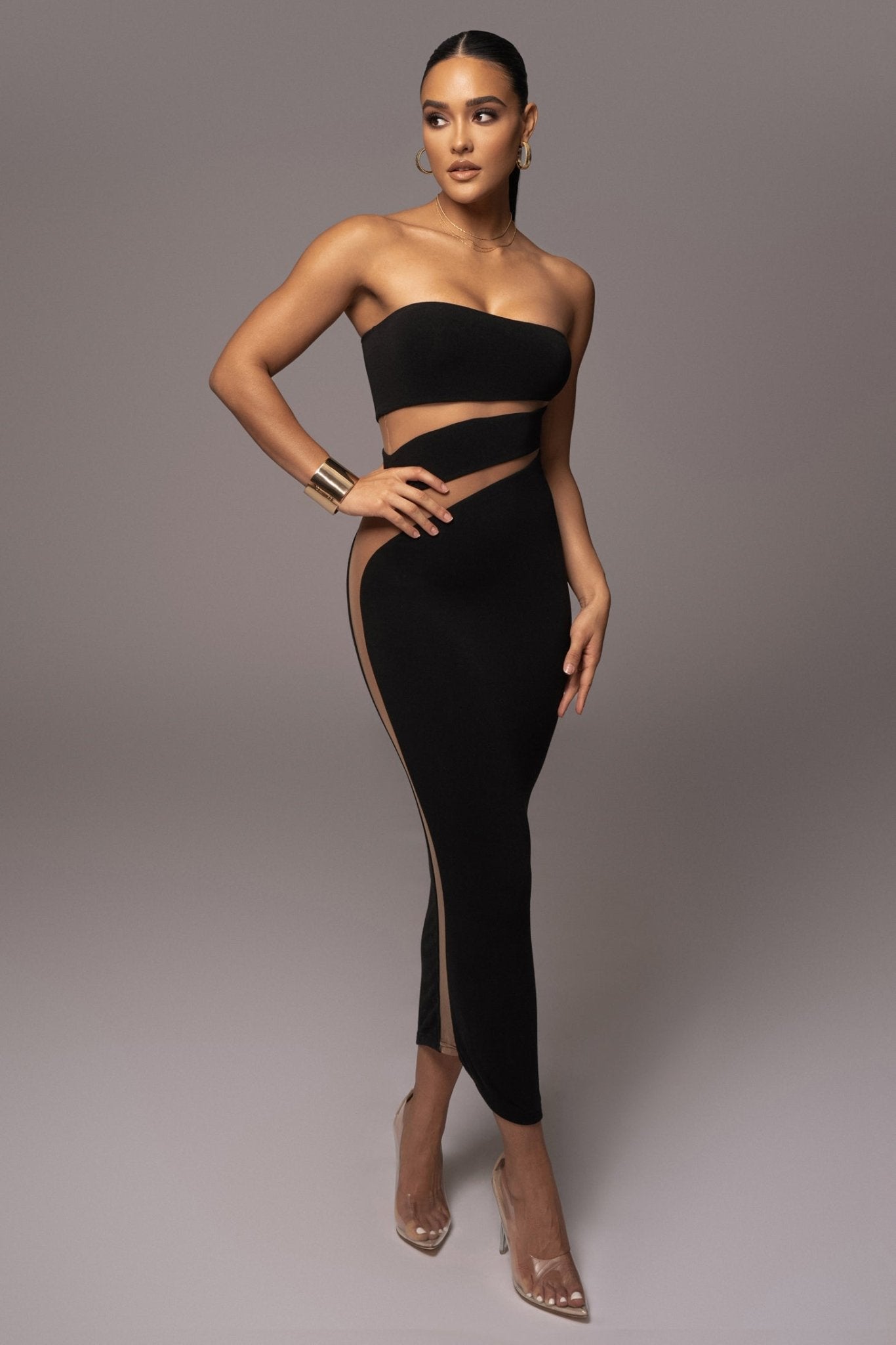 Black Unpredictable Midi Dress