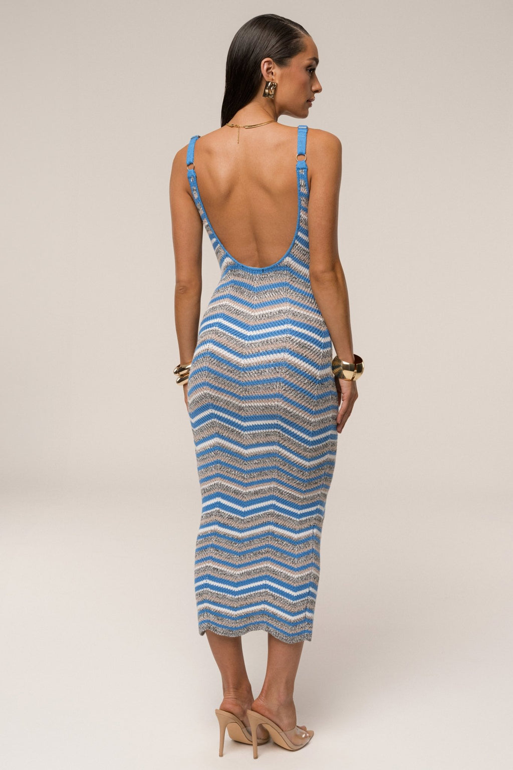 Blue Multi Tropez Striped Midi dress