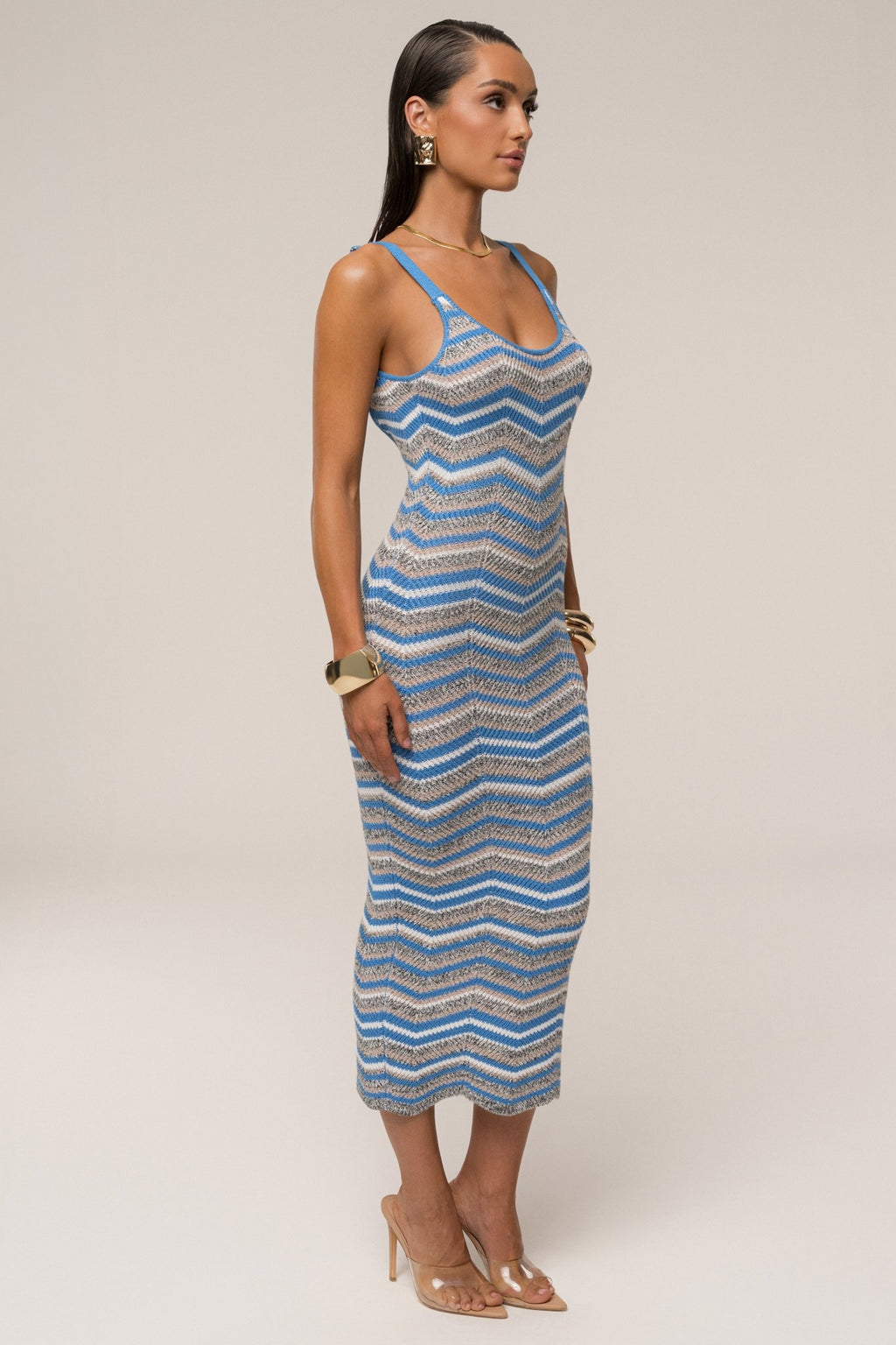 Blue Multi Tropez Striped Midi dress