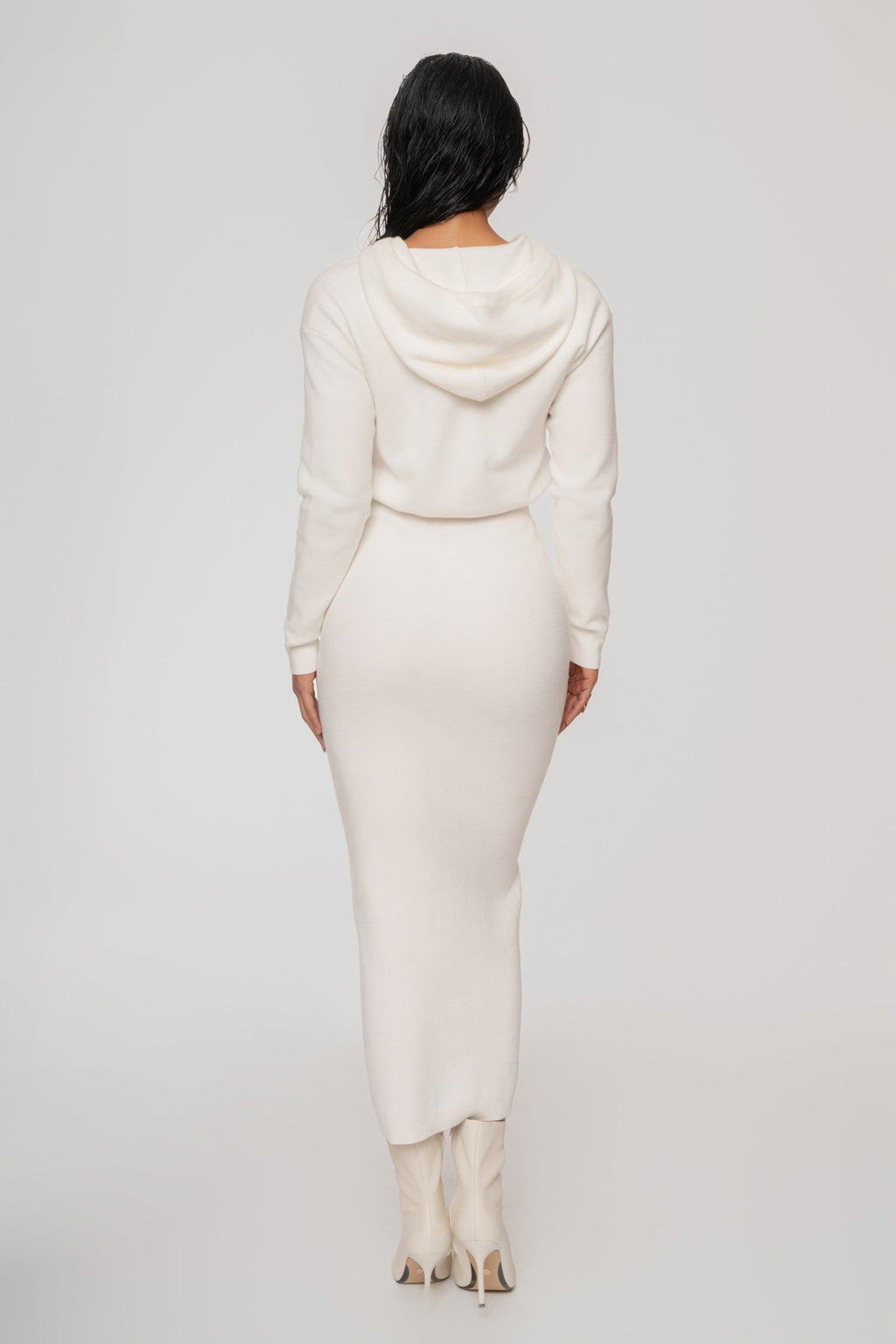 Ivory All In One Hoodie Dress