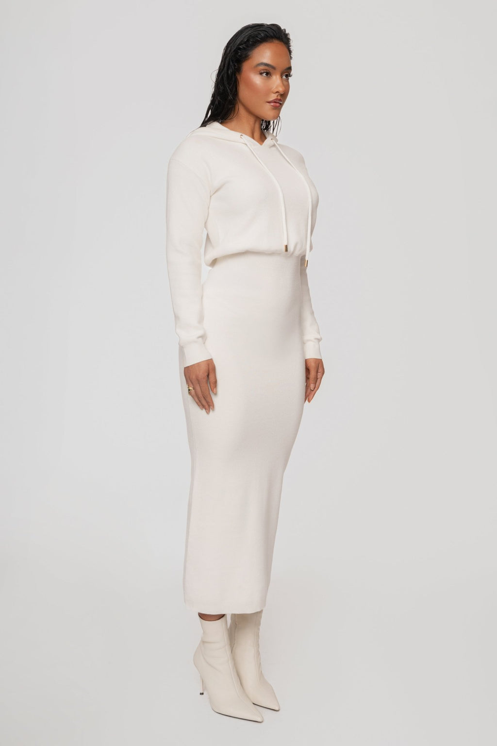Ivory All In One Hoodie Dress