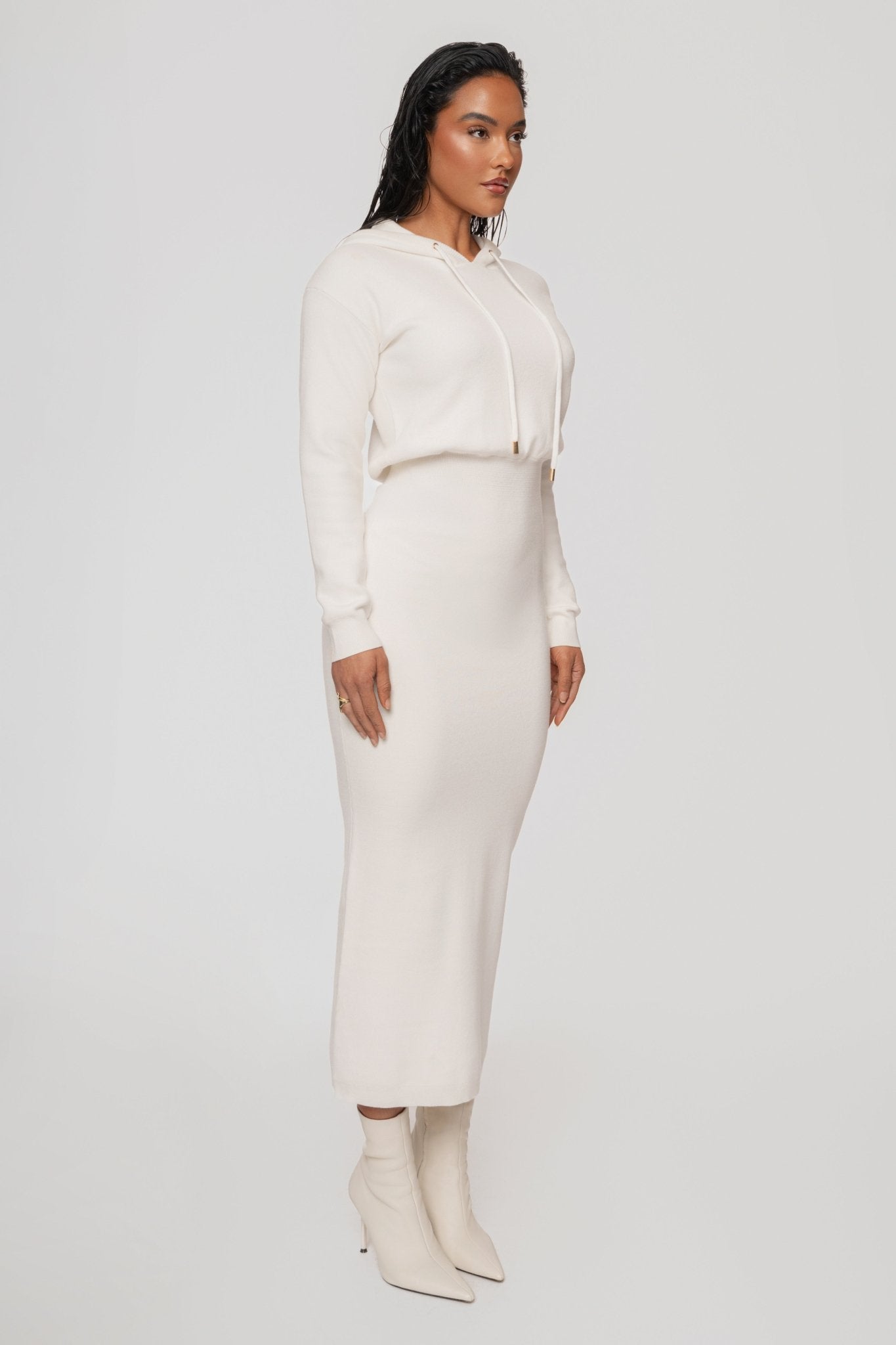 Ivory All In One Hoodie Dress