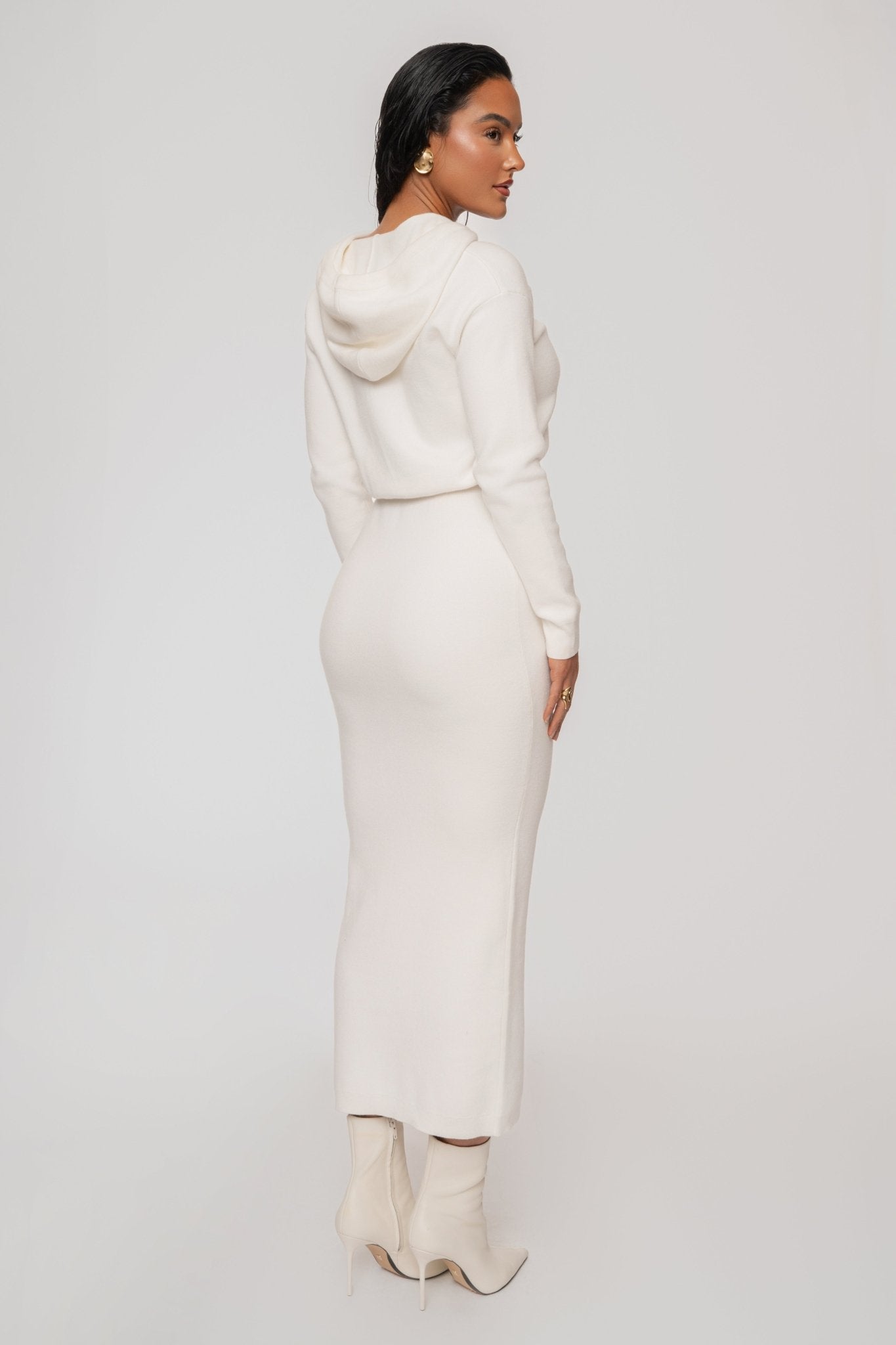 Ivory All In One Hoodie Dress