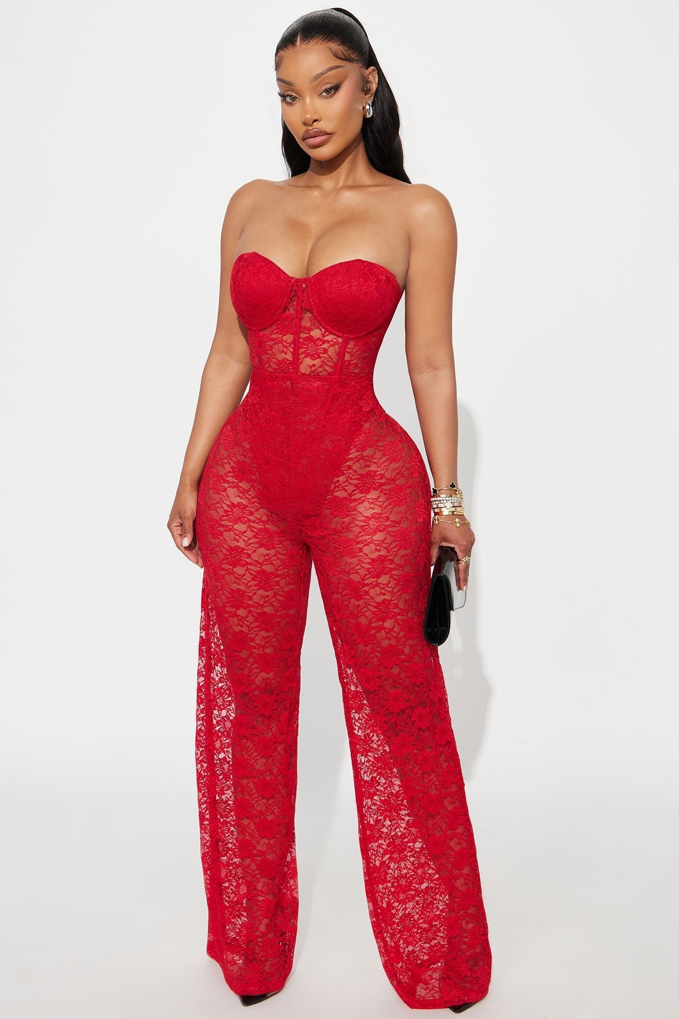Laced In Lust Corset Pant Set - Red