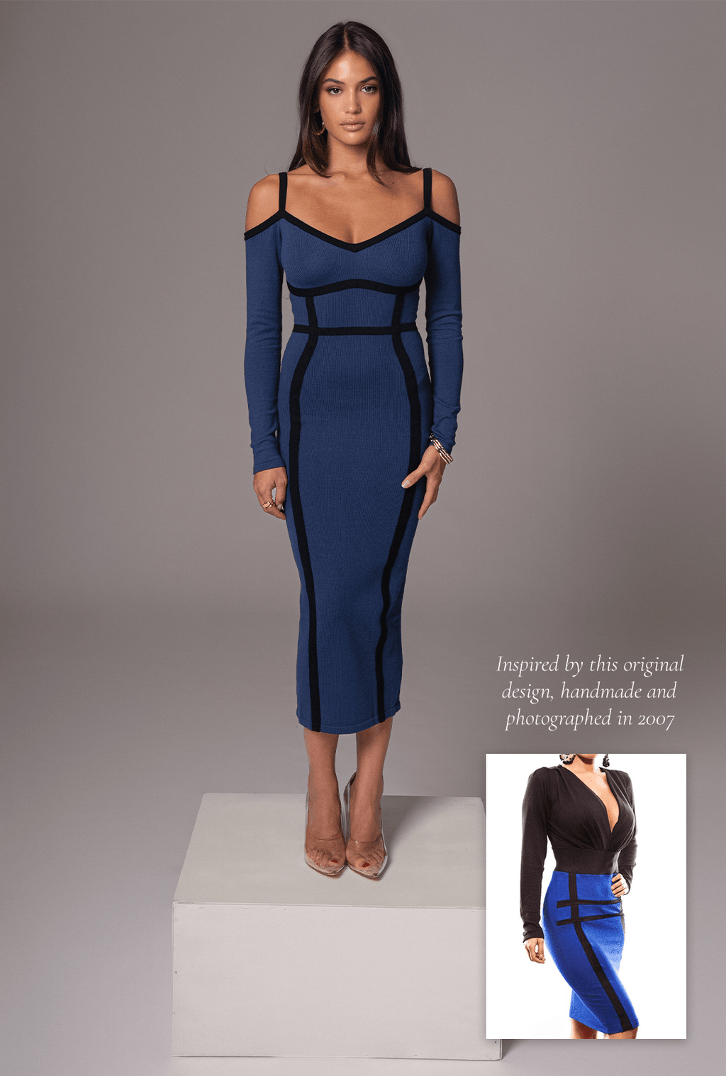 Navy Debora Knit Midi Dress