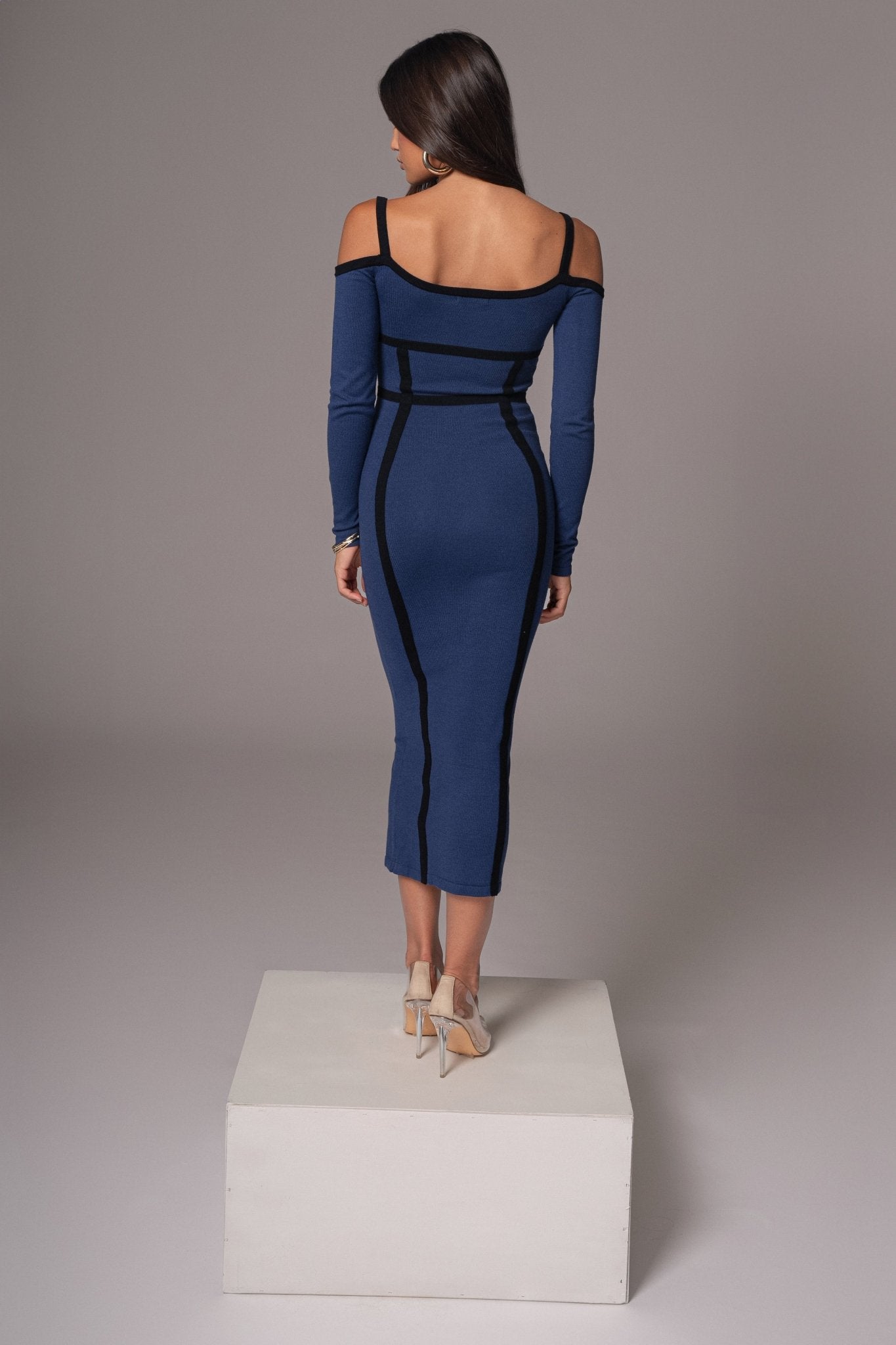 Navy Debora Knit Midi Dress