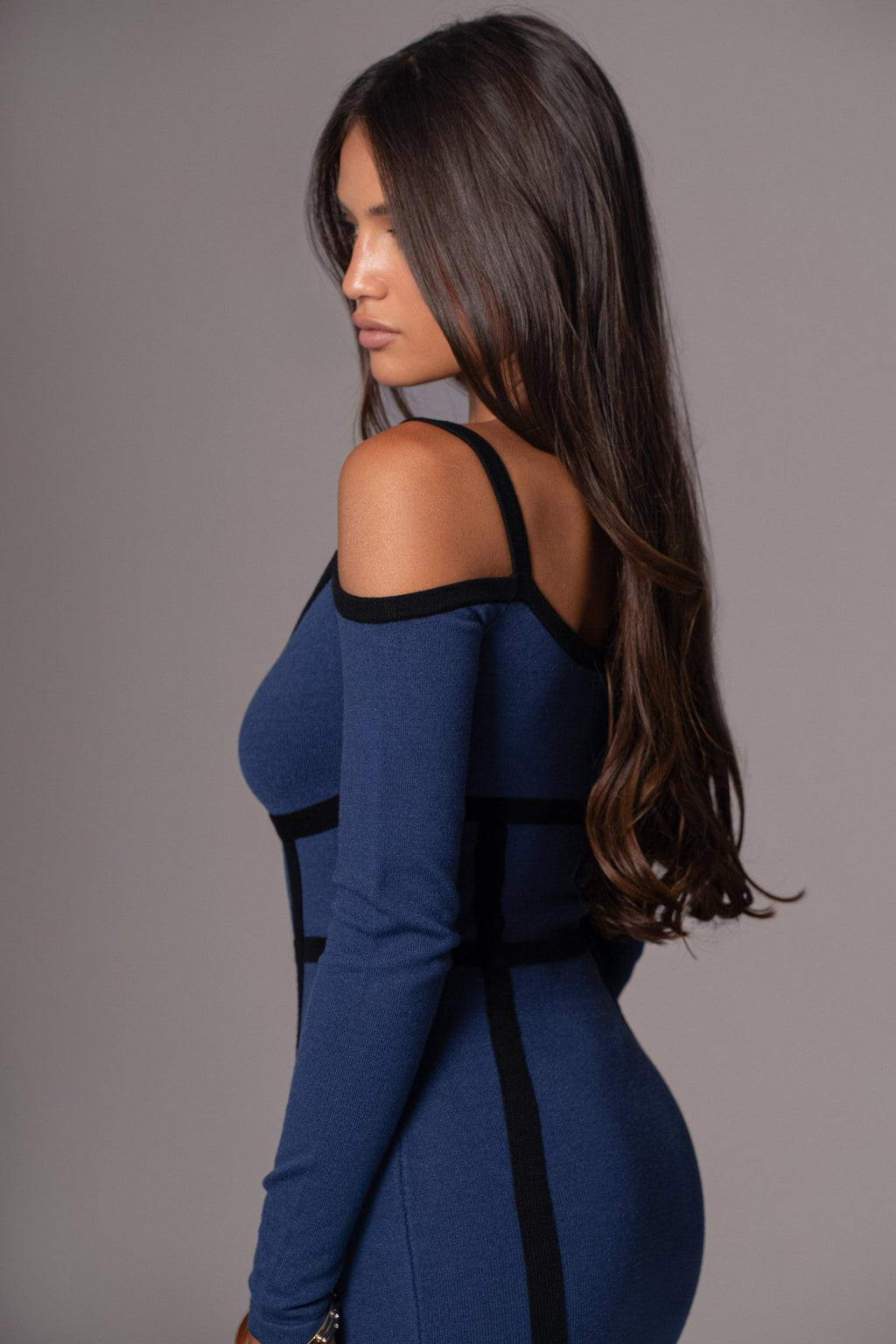 Navy Debora Knit Midi Dress