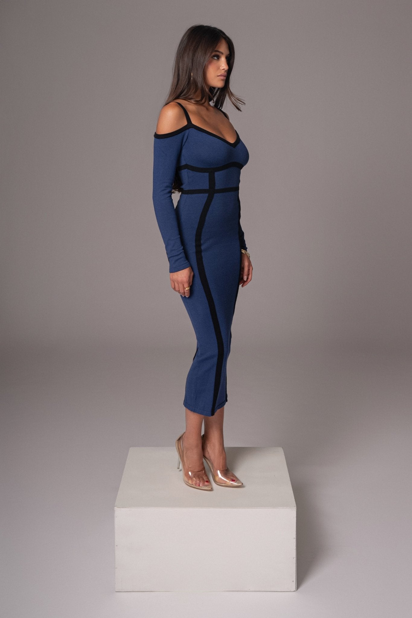 Navy Debora Knit Midi Dress