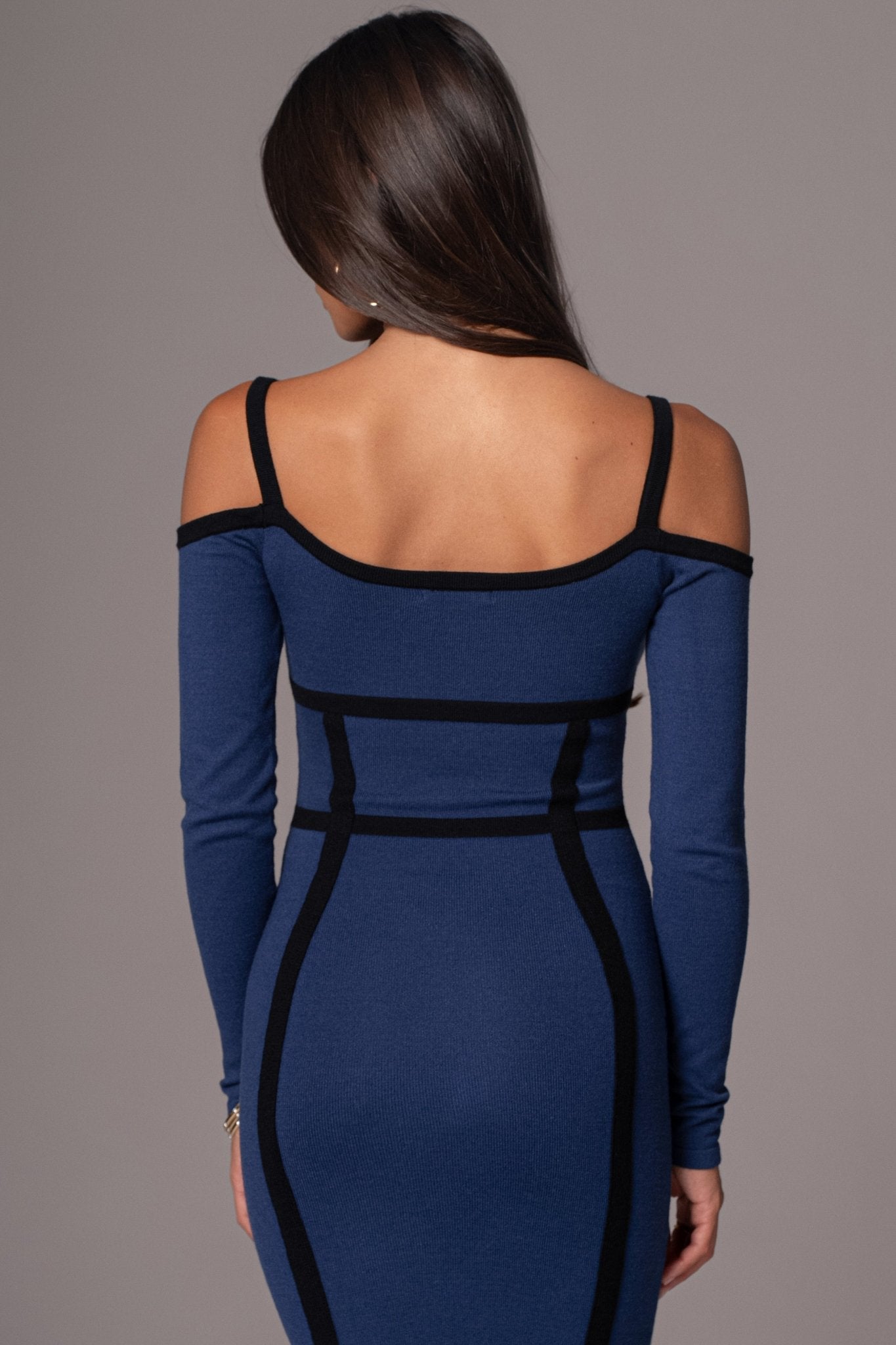 Navy Debora Knit Midi Dress