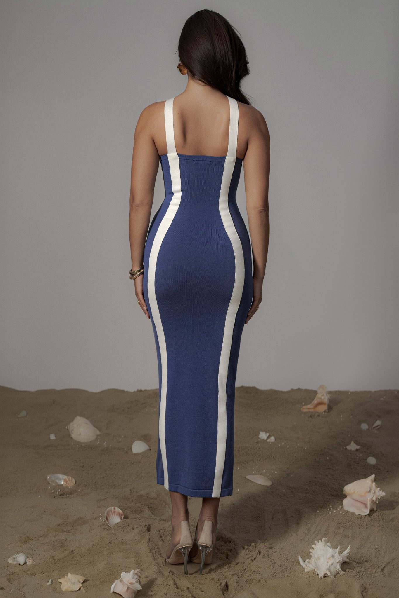 Navy Fabiola Contrast Maxi Dress