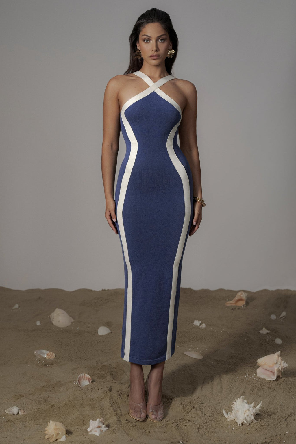 Navy Fabiola Contrast Maxi Dress