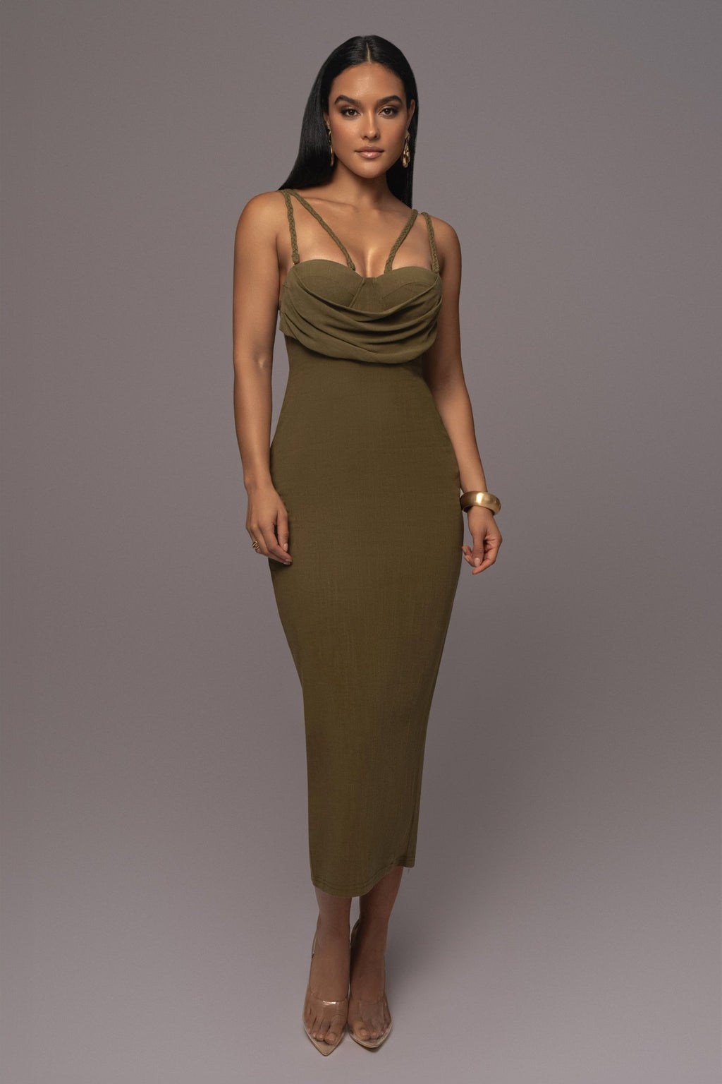 Olive Linen Visions Of You Dress