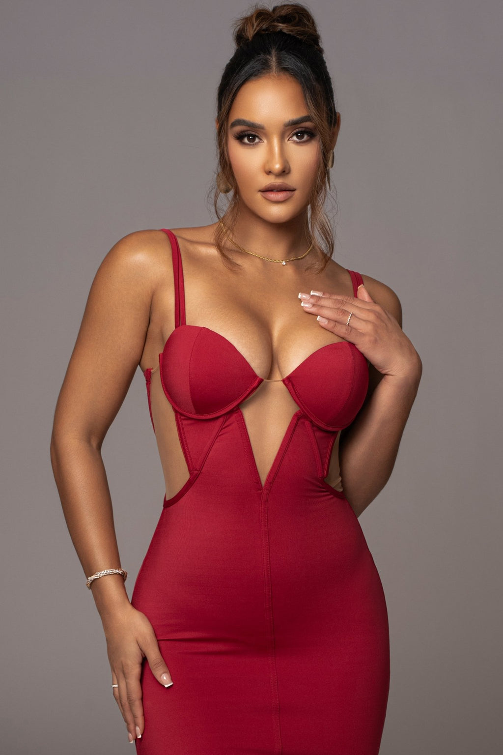 Red Enchantment Bustier Maxi Dress