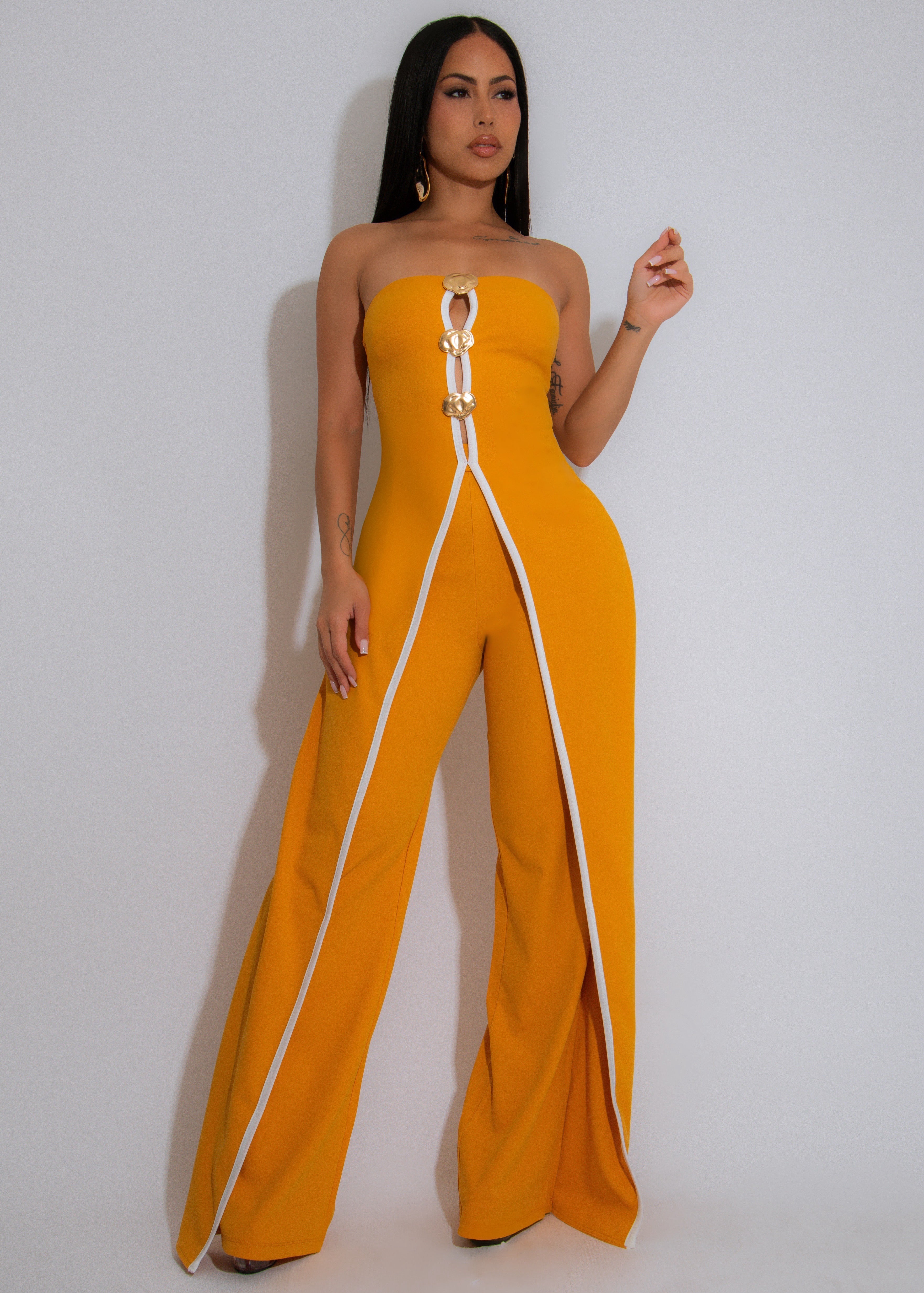 Vibe Check Jumpsuit Yellow